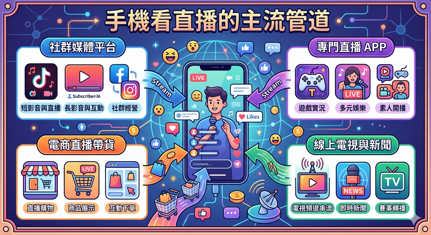 手機看直播的主流管道