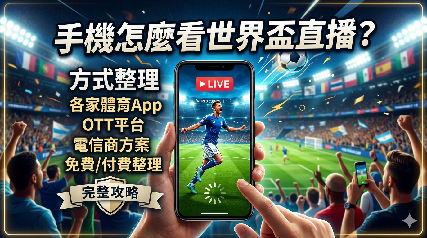 圖片清楚標示了相關主題文字，並整理了體育 App、OTT 平台及免費付費方案等觀看方式的資訊